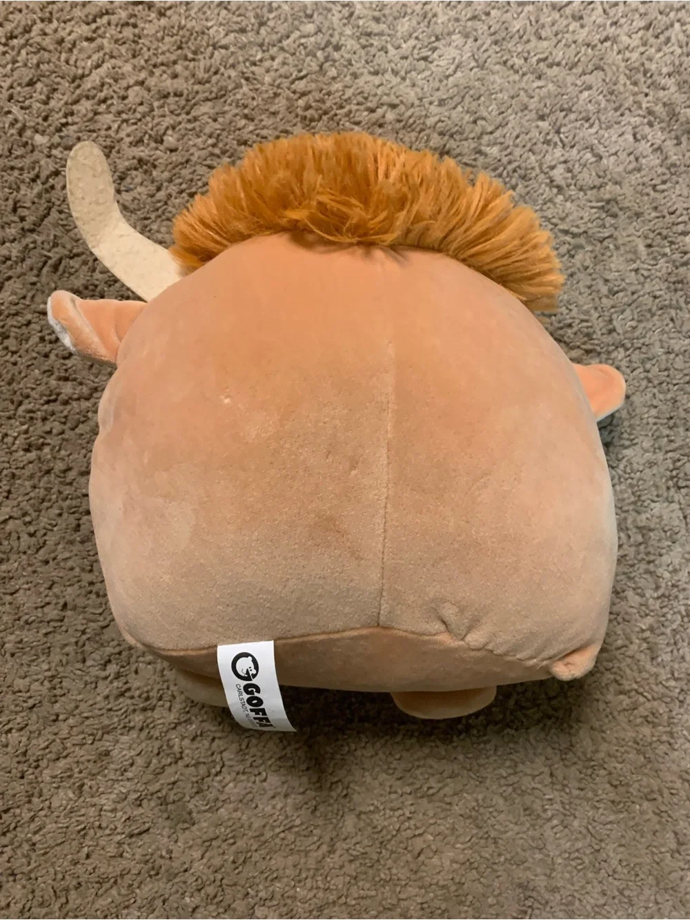 Plush Peach Bull Accent Pillow with Heart
